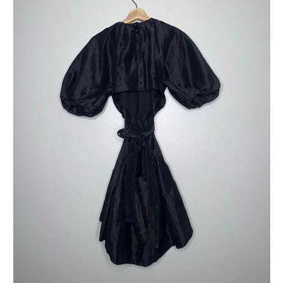 Aje Psychedelia Puff Sleeve Cut Out Mini Dress Tie Back Black Size US 8 - Picture 10 of 11